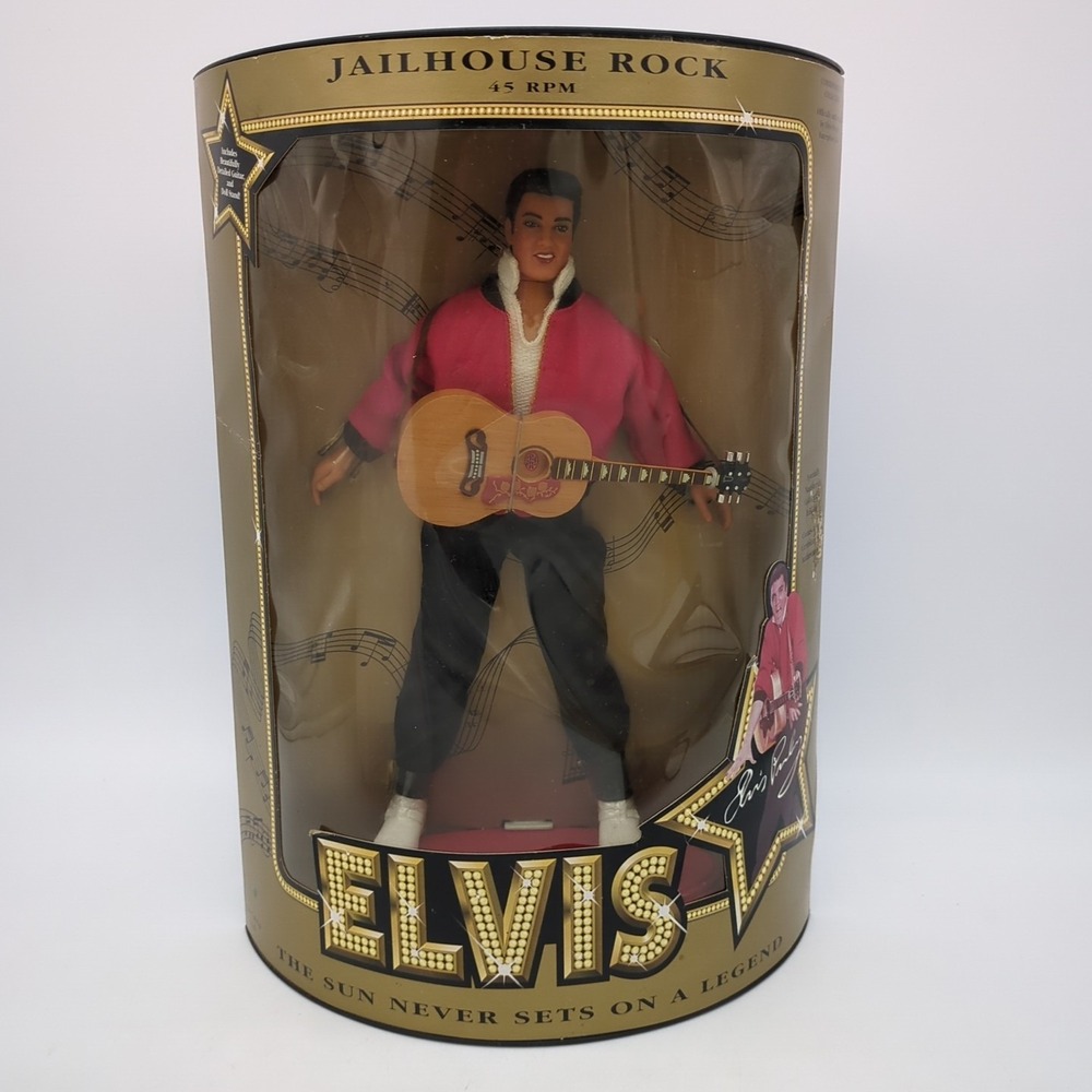 Vintage Elvis Presley Jail House Rock Doll Figurine 12" 1993 Hasbro Red Jacket